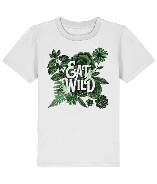EatWild Green Botanicals Kids White Unisex Organic Cotton T-Shirt