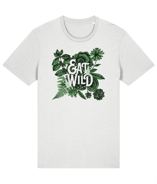 EatWild Green Botanicals White Unisex Organic Cotton T-Shirt